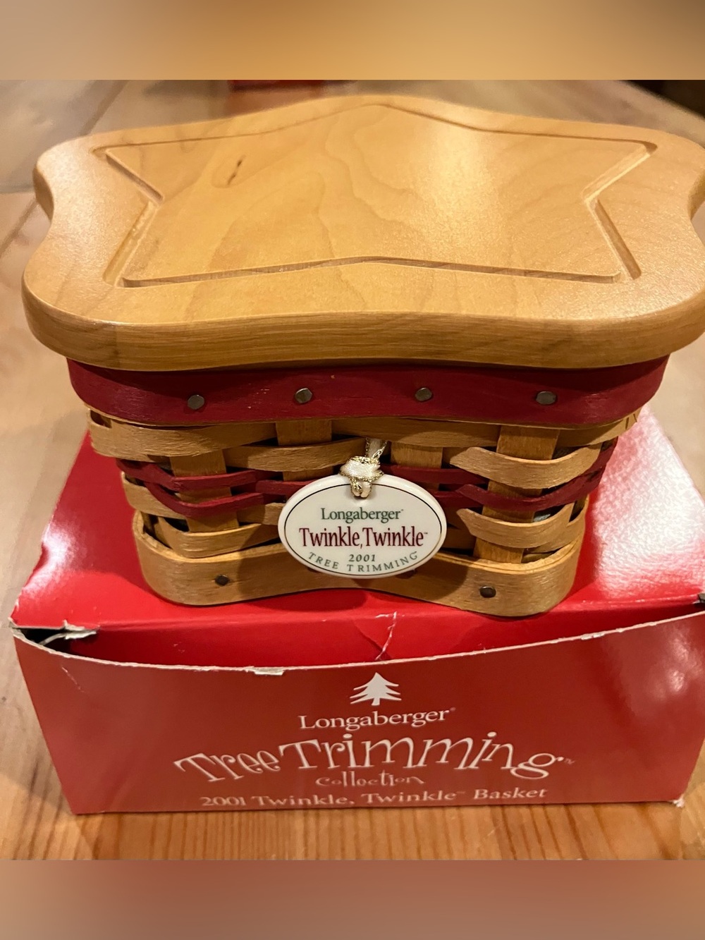 EUC Longaberger 2001 Twinkle Trinkle Basket Tree Trimming Collection Star